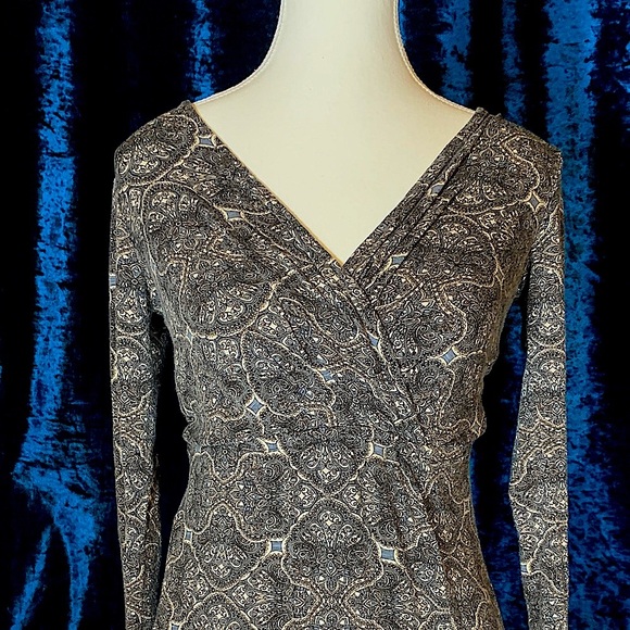 Ella Moss Black Blue and Grey Long Sleeve Maxi Dress BOHO Fall Warm Soft - Picture 7 of 9